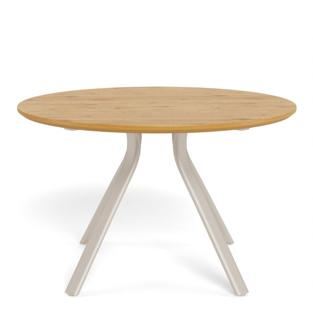 Bristol Round Dining Table in Wild Oak & Grey Metal Base