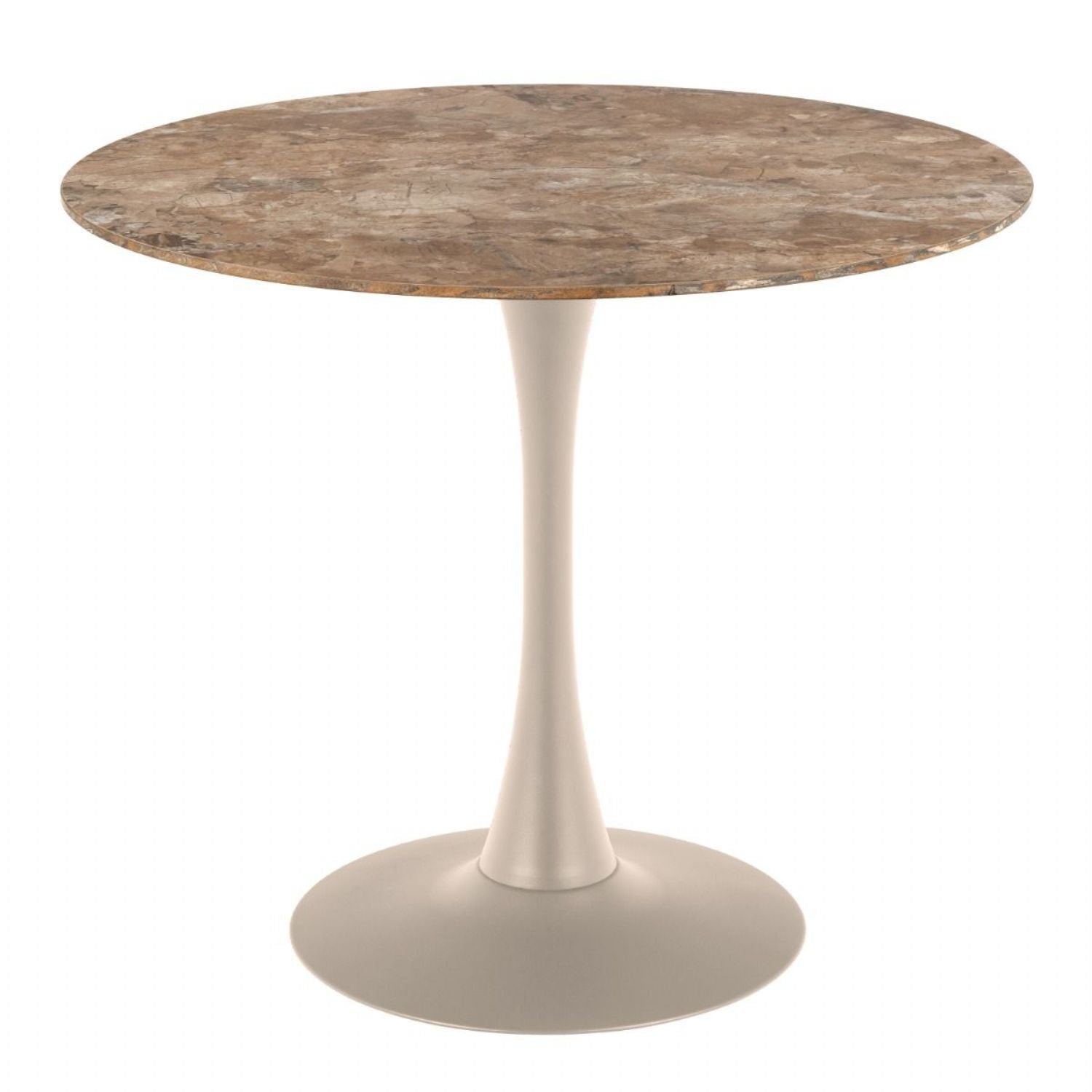 Malta Round Dining Table in Brown Ceramic with Grey Base