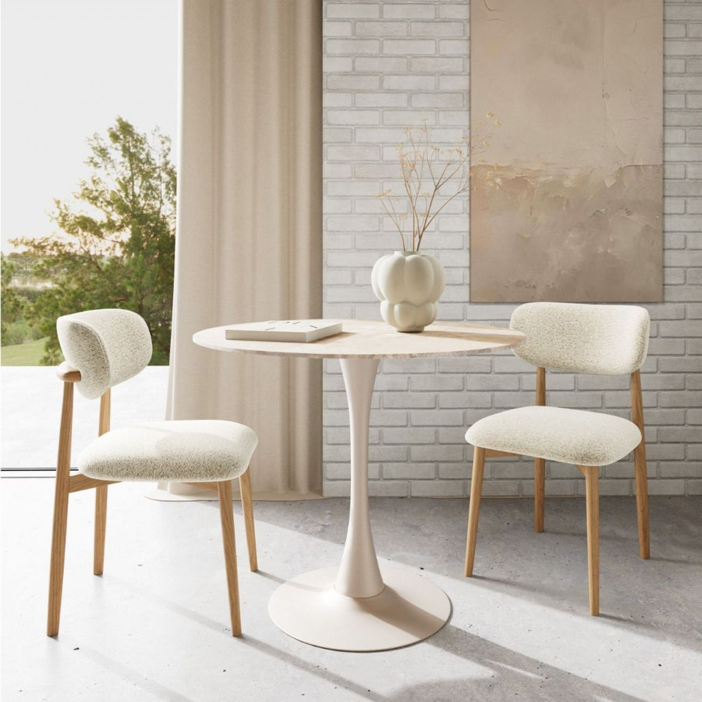 Malta Round Dining Table in Brown Ceramic with Grey Base