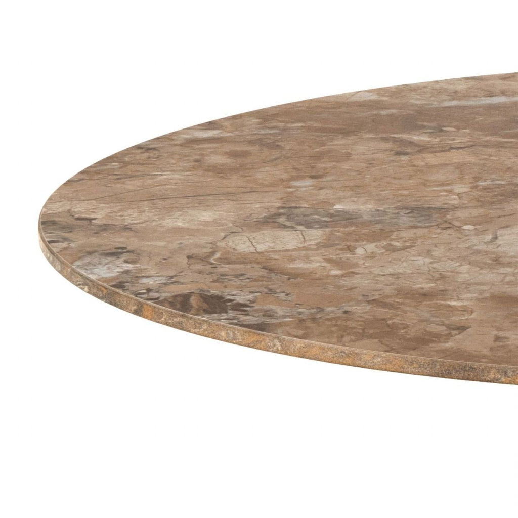Malta Round Dining Table in Brown Ceramic with Grey Base