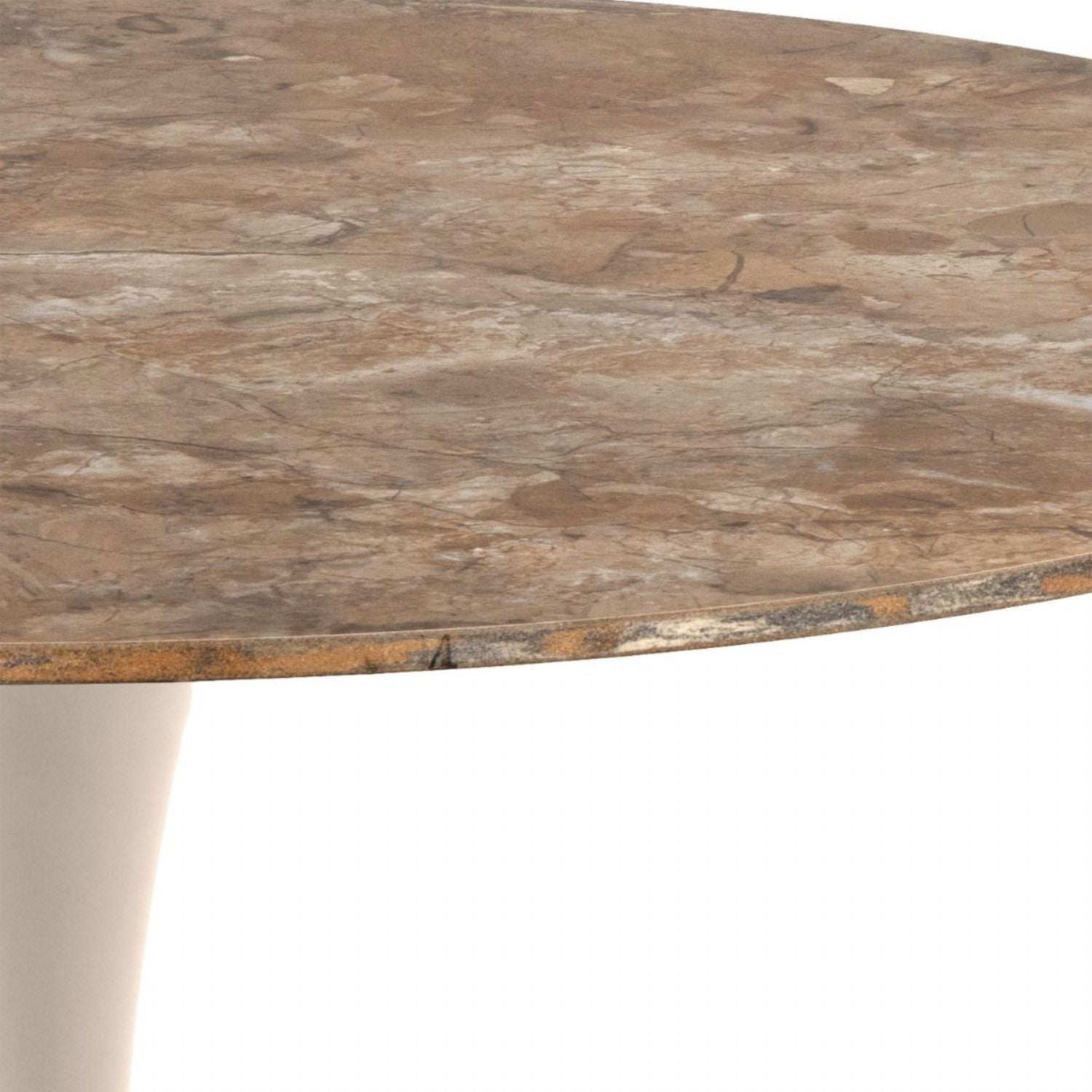 Malta Round Dining Table in Brown Ceramic with Grey Base