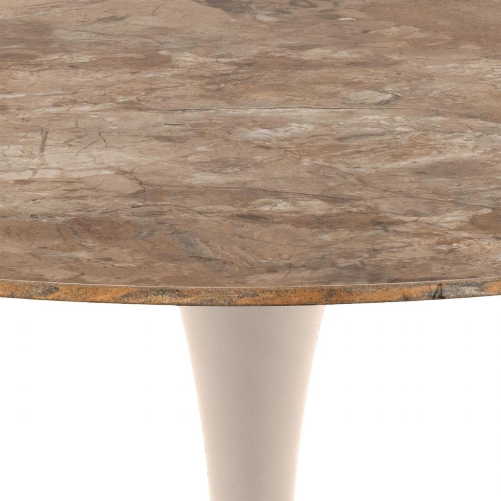 Malta Round Dining Table in Brown Ceramic with Grey Base