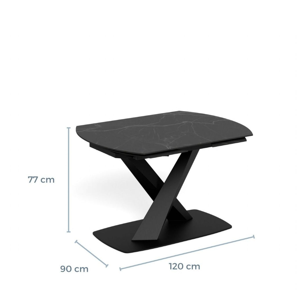 Morella Oval Extending Dining Table in Black Ceramic 120 to 180cm