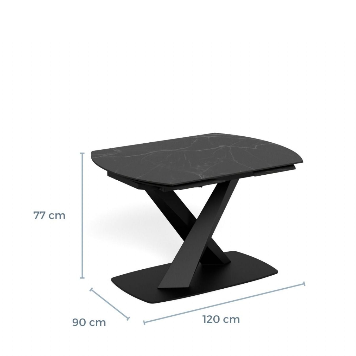 Morella Oval Extending Dining Table in Black Ceramic 120 to 180cm