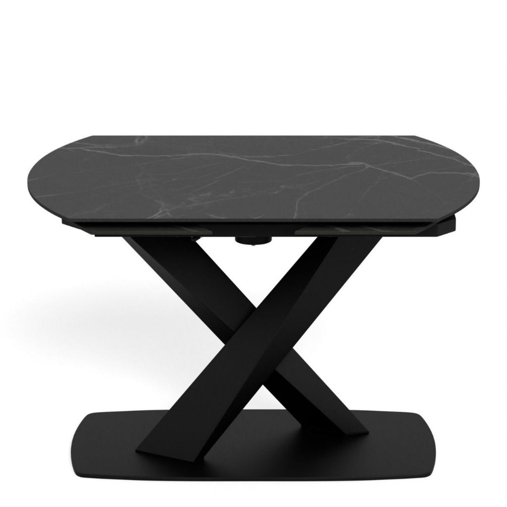 Morella Oval Extending Dining Table in Black Ceramic 120 to 180cm
