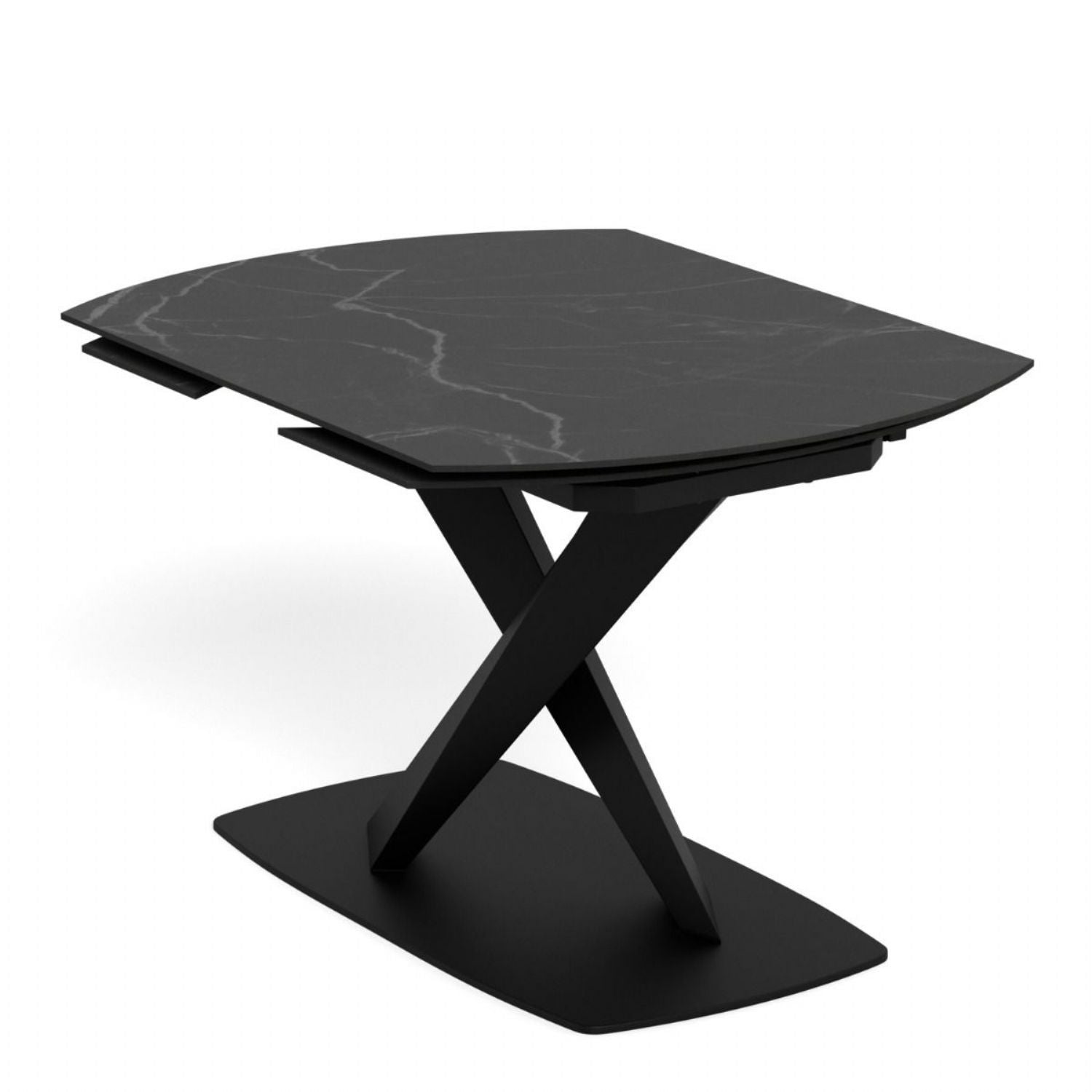 Morella Oval Extending Dining Table in Black Ceramic 120 to 180cm