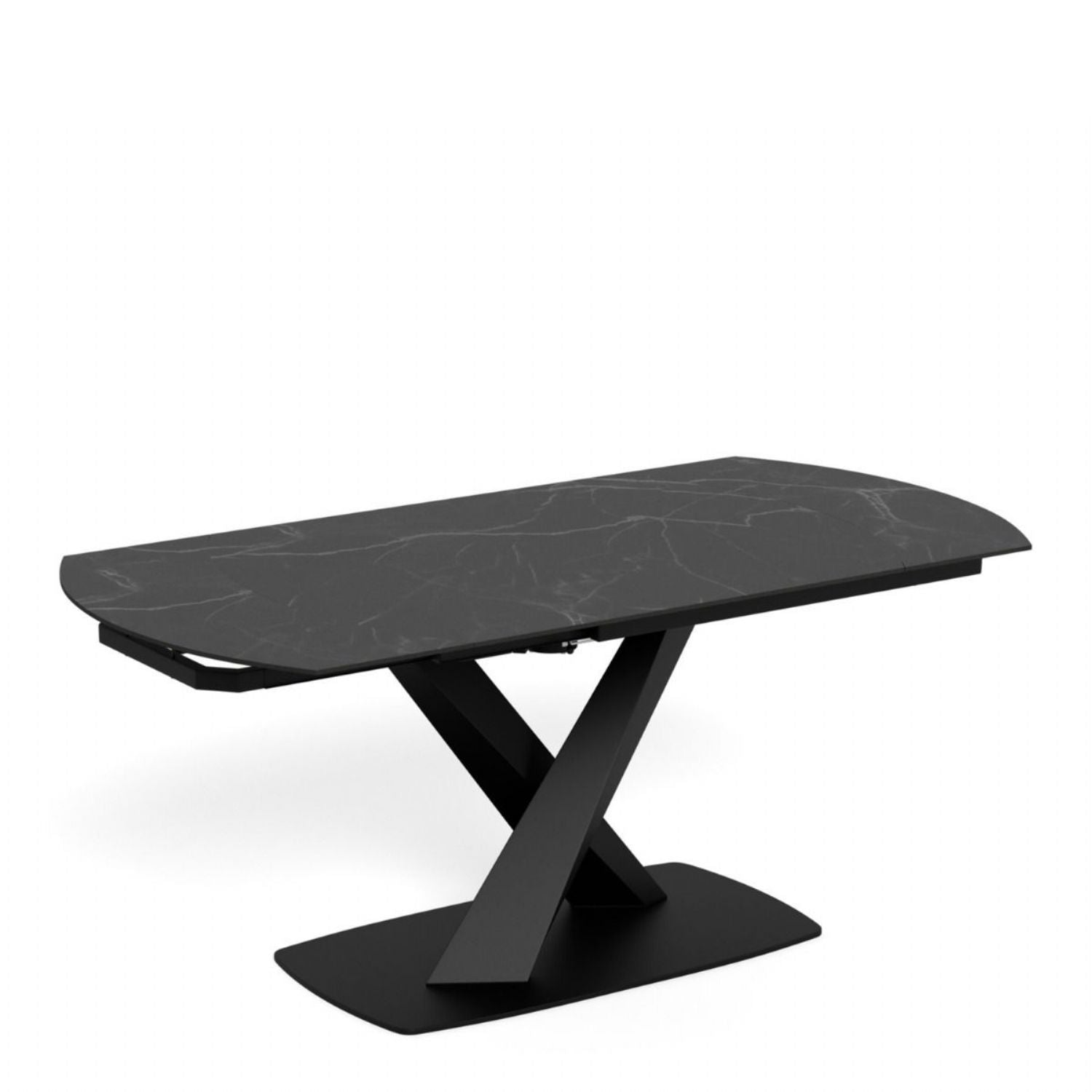 Morella Oval Extending Dining Table in Black Ceramic 120 to 180cm