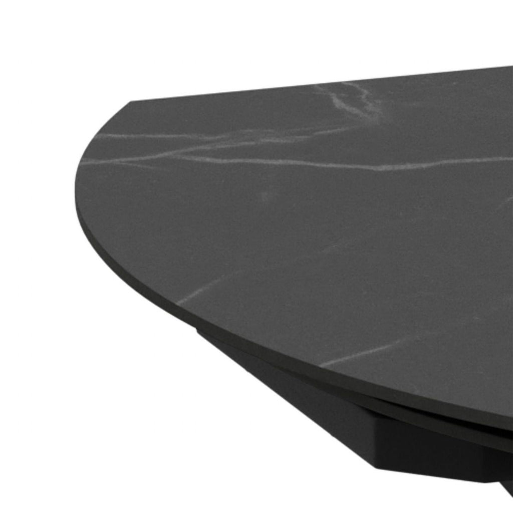 Morella Oval Extending Dining Table in Black Ceramic 120 to 180cm