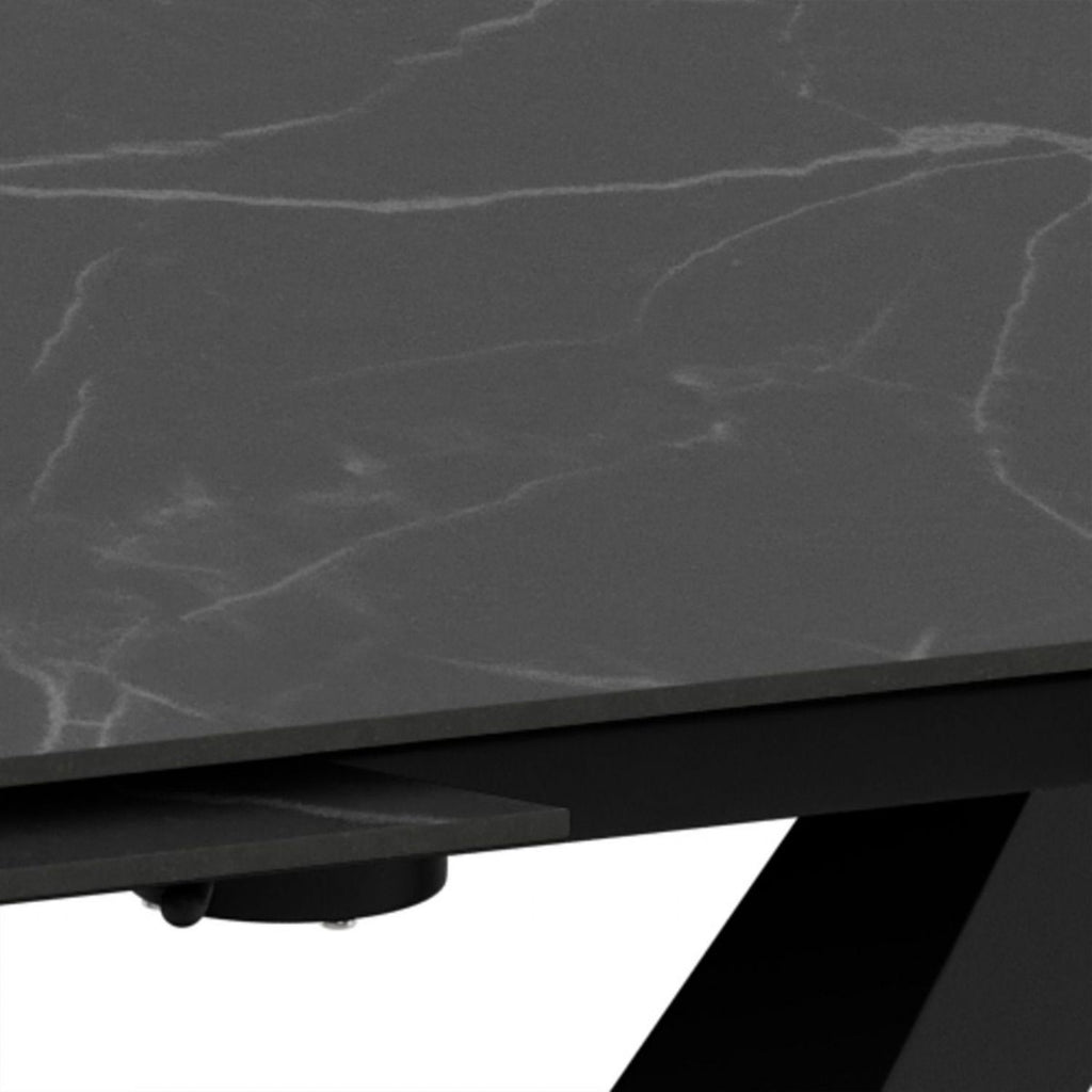 Morella Oval Extending Dining Table in Black Ceramic 120 to 180cm