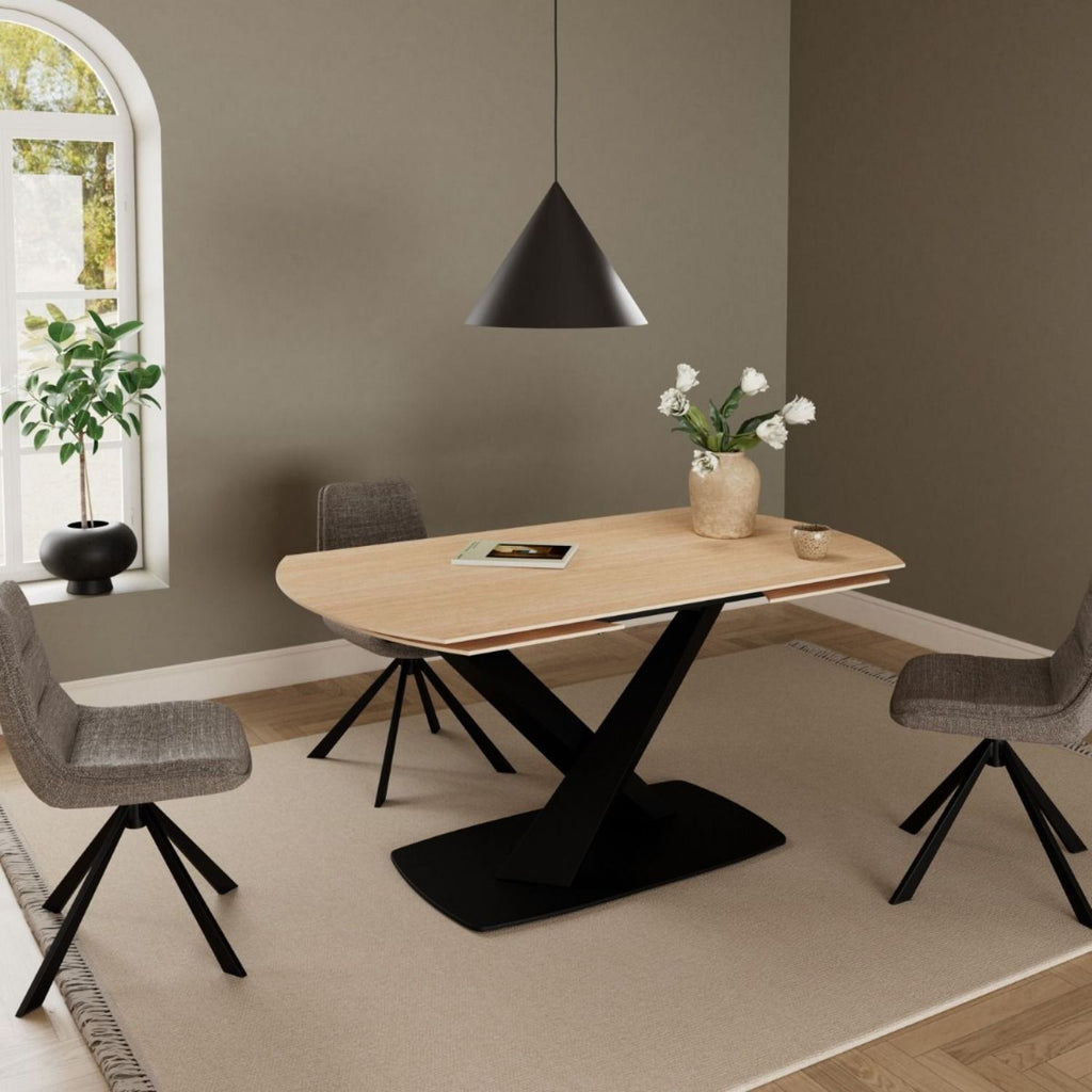 Morella Oval Extending Dining Table in Sand Ceramic 160 to 240cm