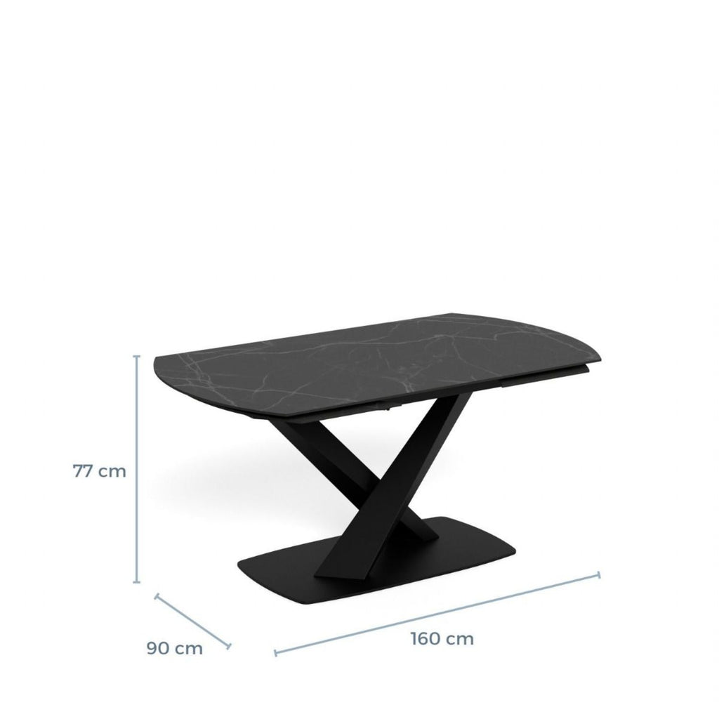 Morella Oval Extending Dining Table in Black Ceramic 160 to 240cm