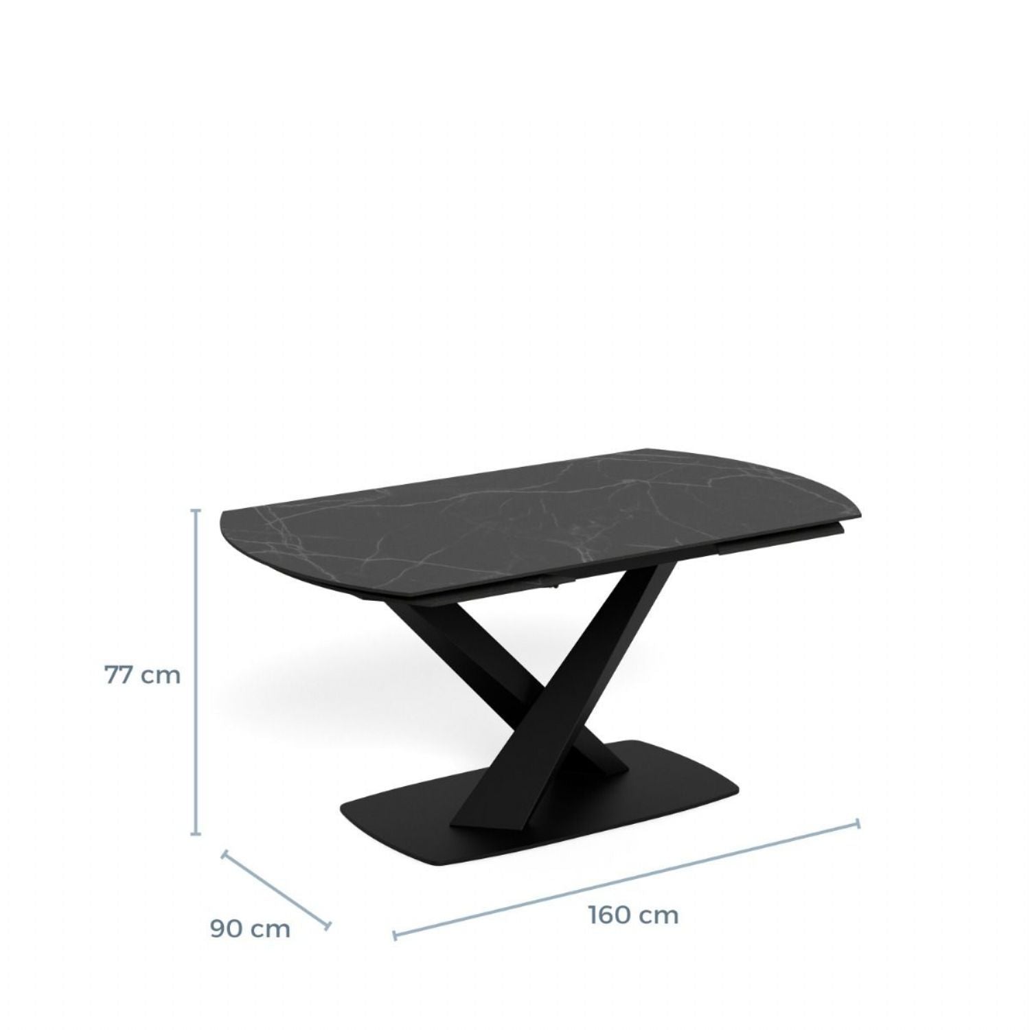 Morella Oval Extending Dining Table in Black Ceramic 160 to 240cm