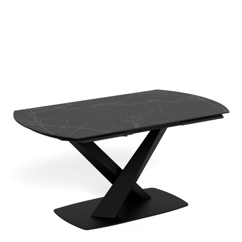Morella Oval Extending Dining Table in Black Ceramic 160 to 240cm