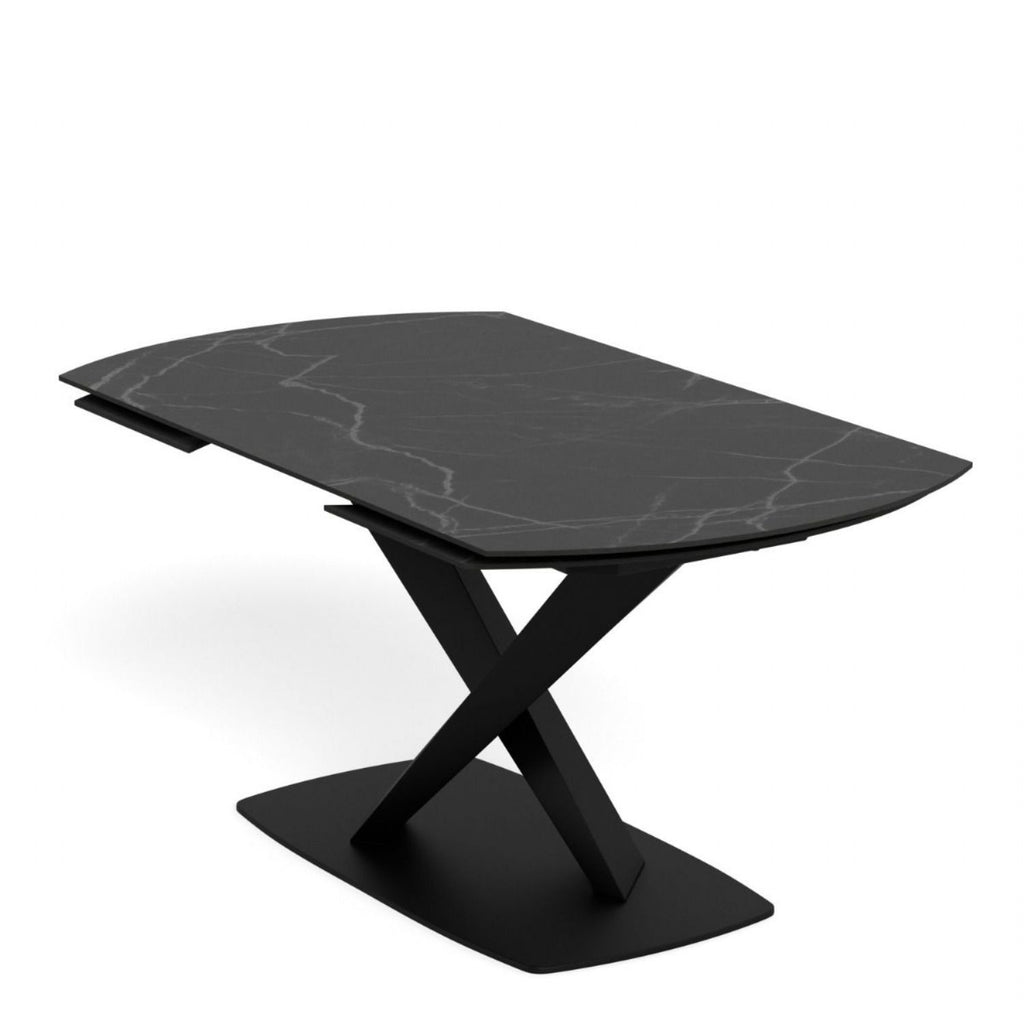 Morella Oval Extending Dining Table in Black Ceramic 160 to 240cm