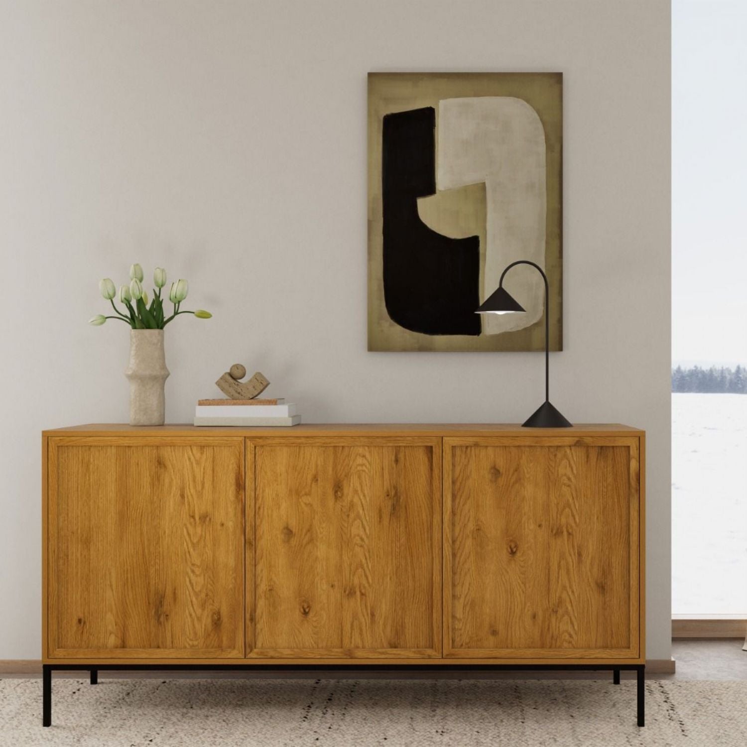 Palmdale Sideboard with 3 Doors in Wild Oak