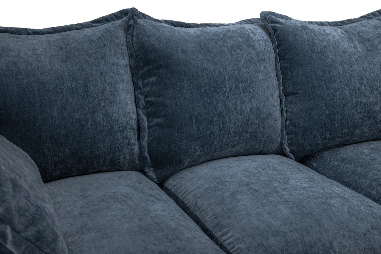 Blue Fabric Pillow Back Large Corner Sofa Group
