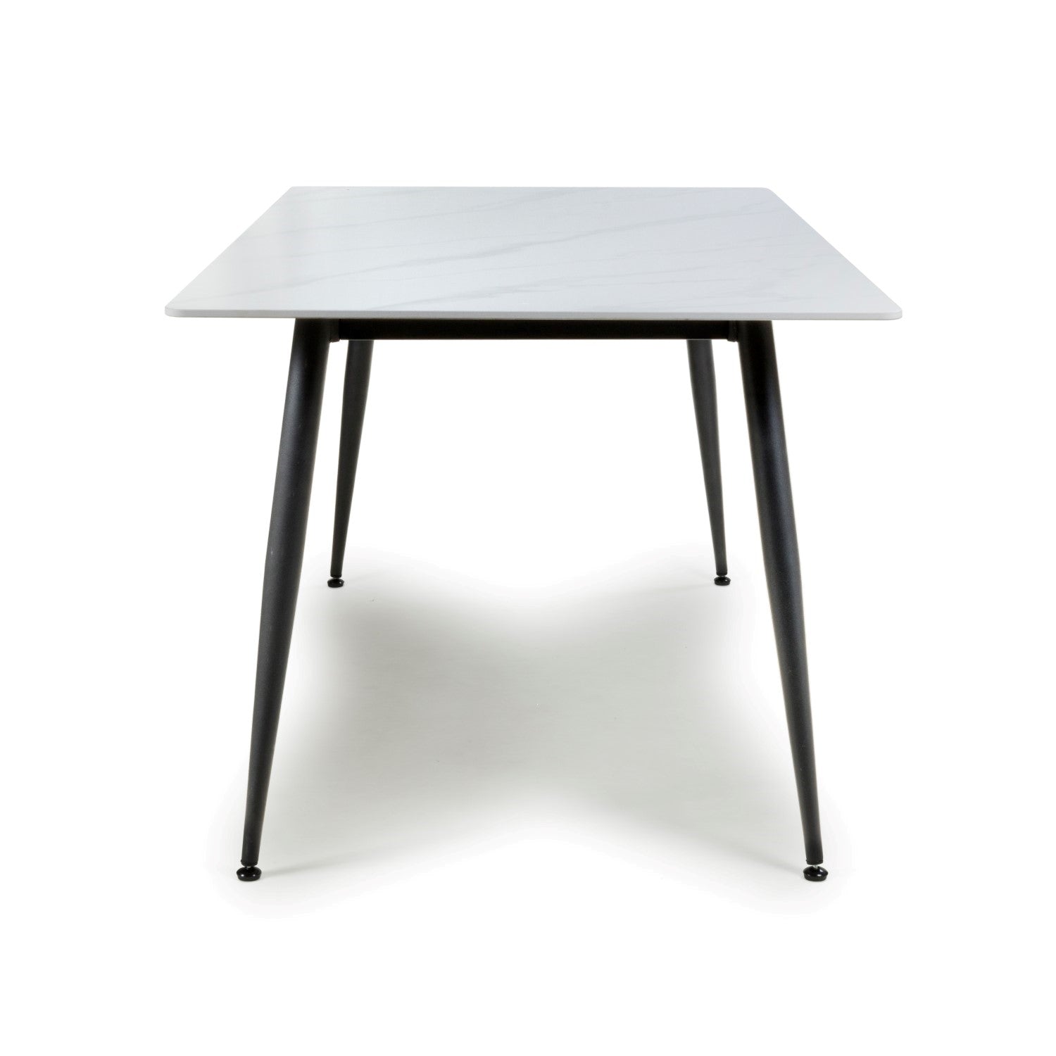 White Sintered Stone 160cm Dining Table Black Metal Legs