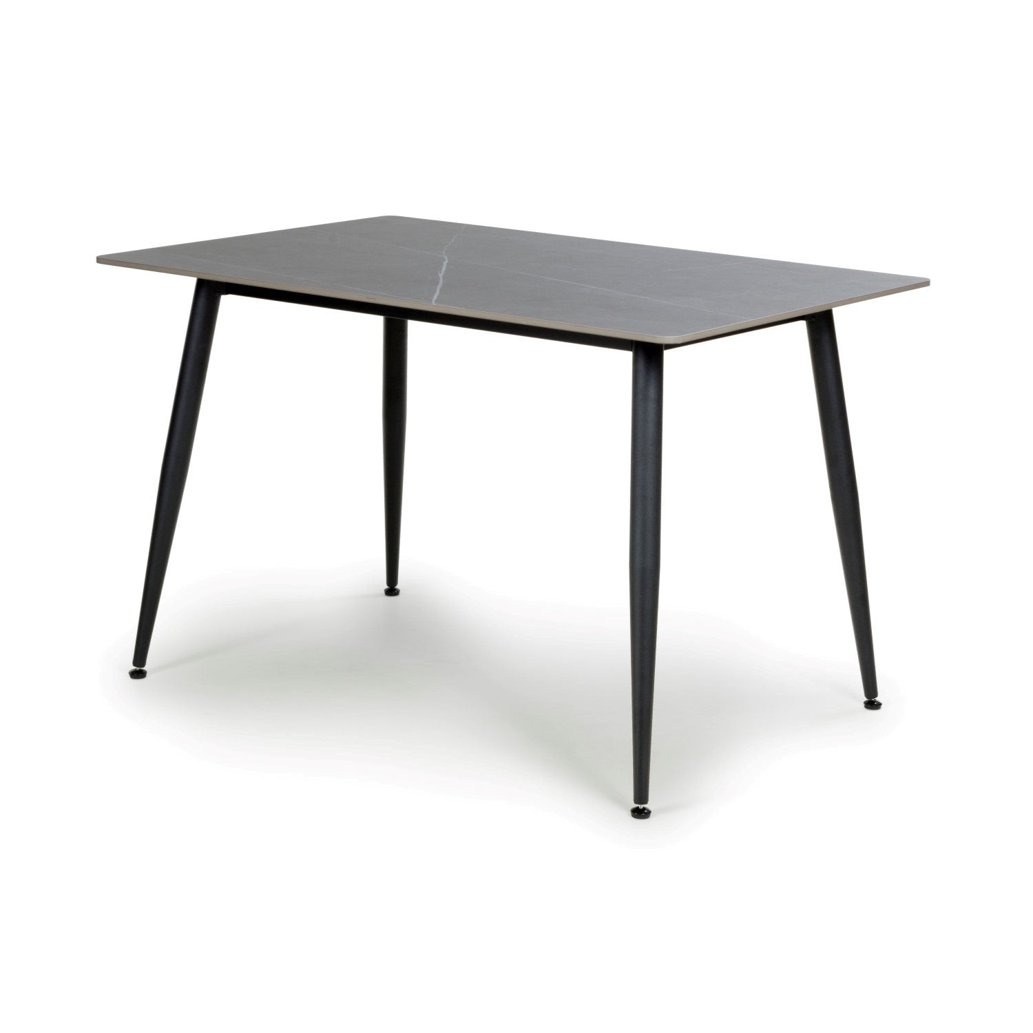 Grey Marble Effect 120cm Dining Table Black Metal Legs