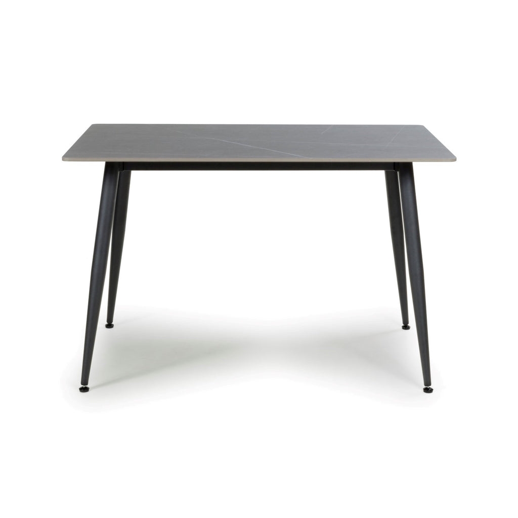 Grey Marble Effect 120cm Dining Table Black Metal Legs