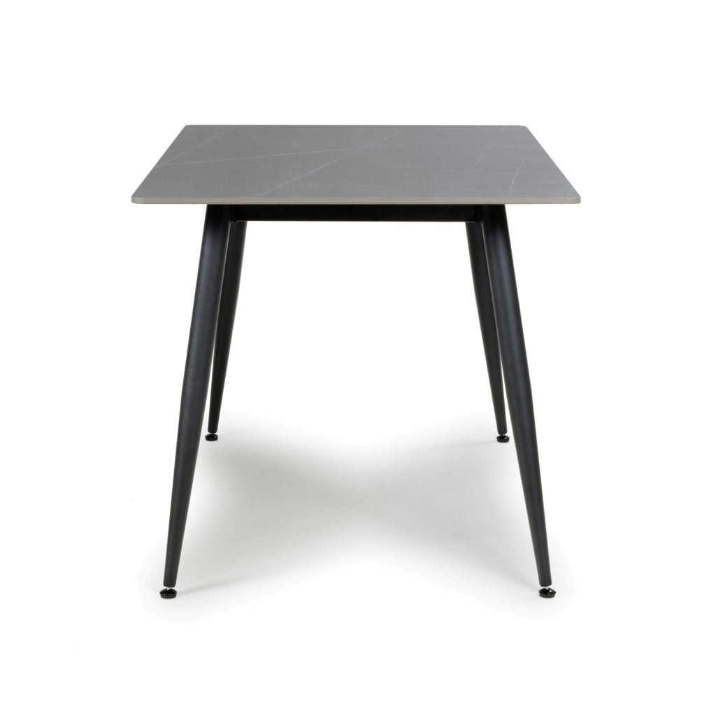 Grey Marble Effect 120cm Dining Table Black Metal Legs