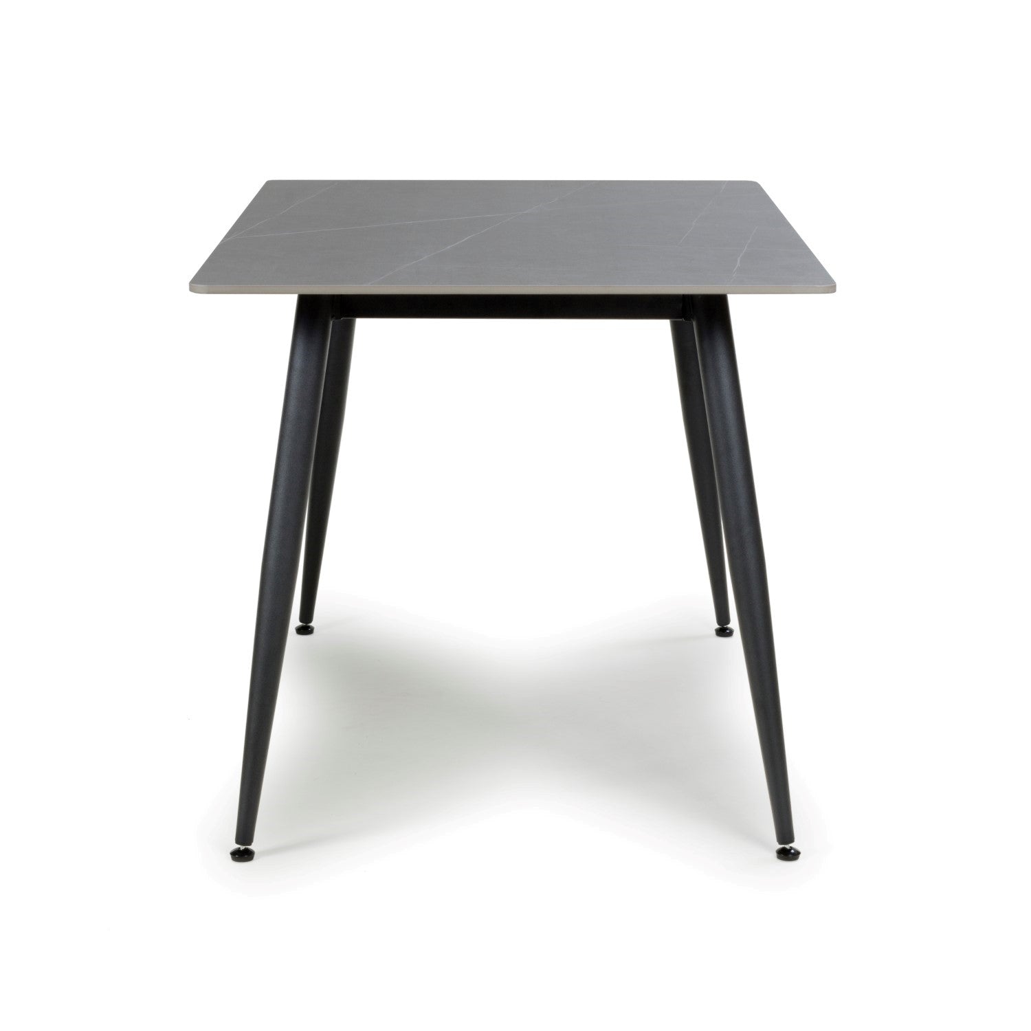 Grey Marble Effect 120cm Dining Table Black Metal Legs