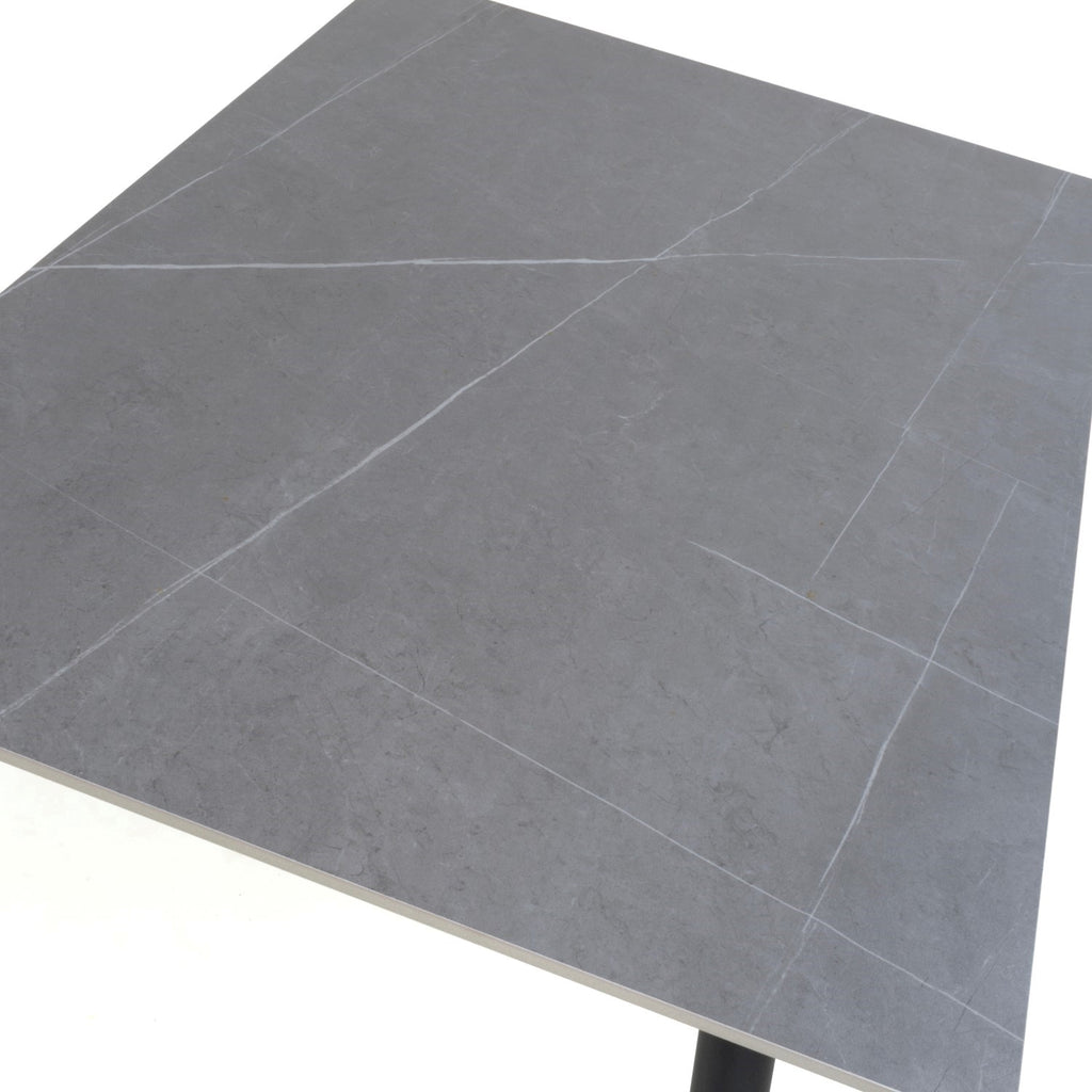 Grey Marble Effect 120cm Dining Table Black Metal Legs