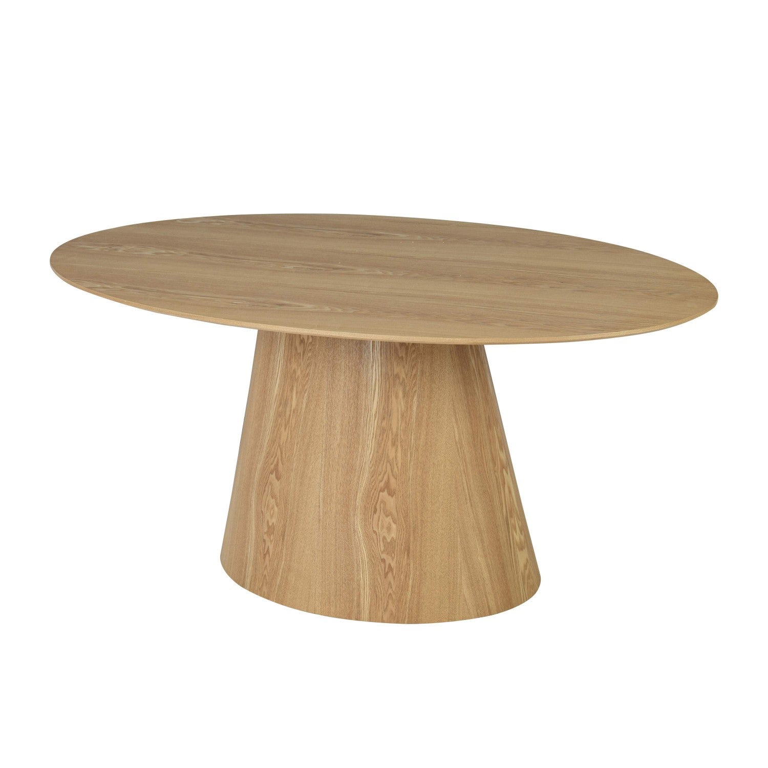 Natural Wooden 160cm Oval Dining Table Pedestal Base