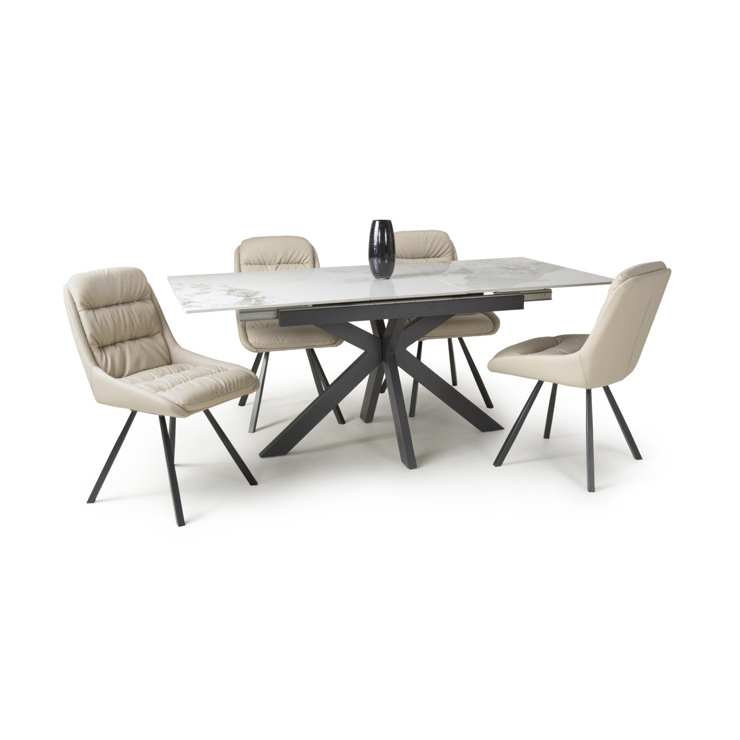 Tokyo Extender White and 4 Arnhem Cream Dining Set