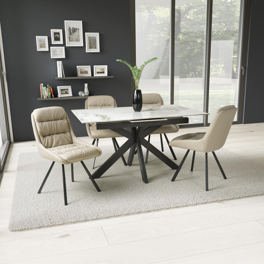 Tokyo Extender White and 4 Arnhem Cream Dining Set