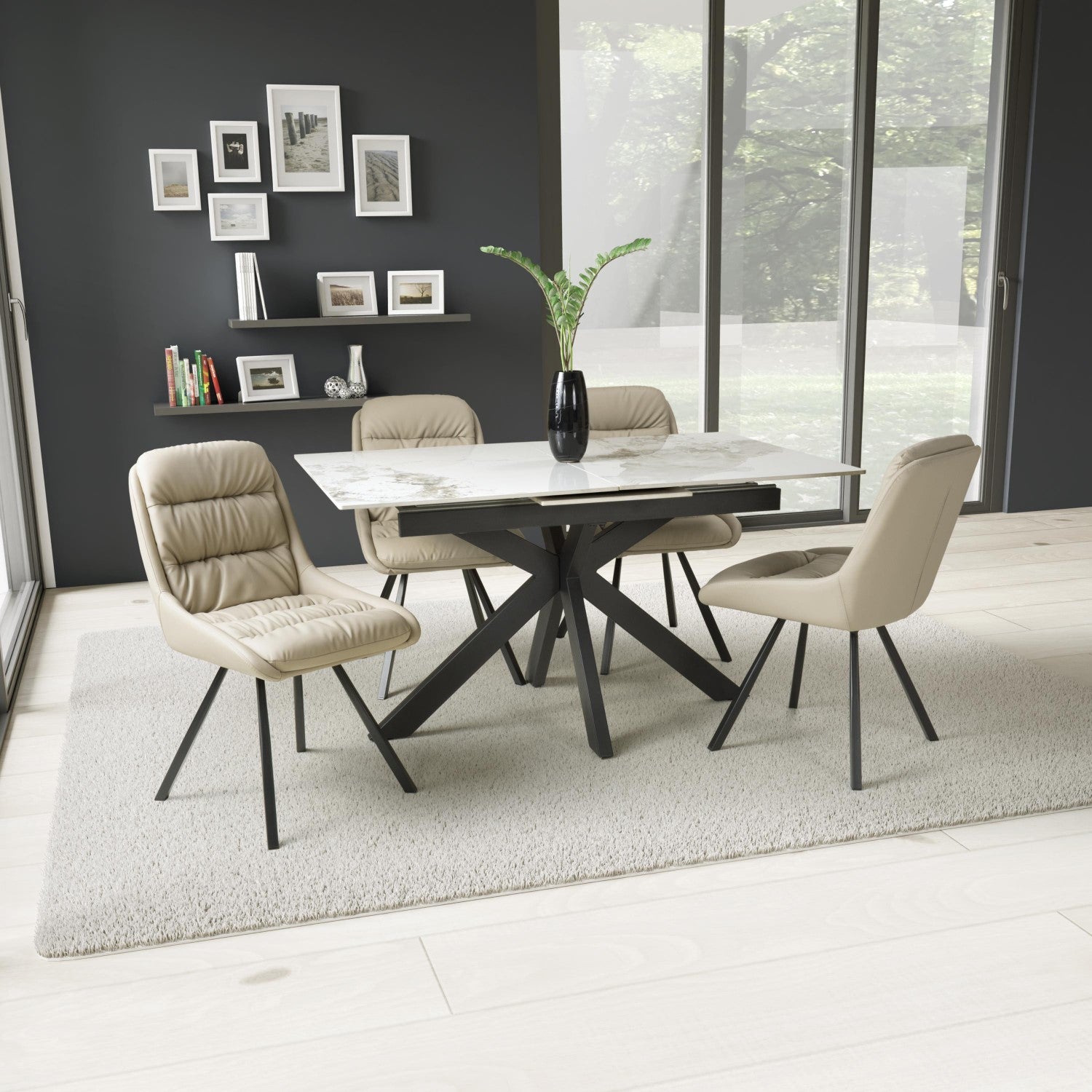 Tokyo Extender White and 4 Arnhem Cream Dining Set