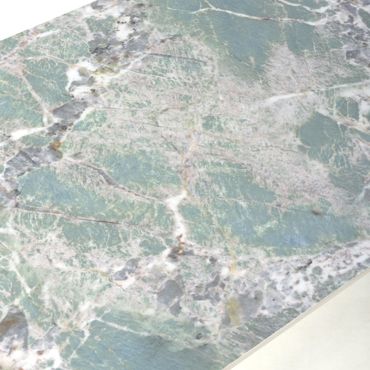 Green and Grey Marble Effect Console Table Metal Base