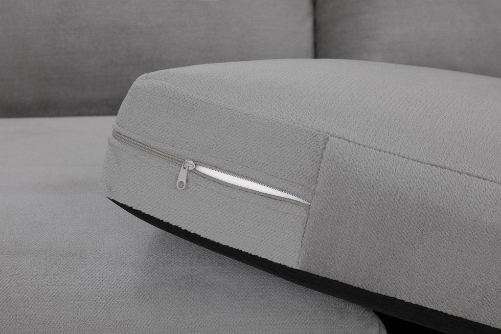 Grey Fabric Upholstered Large Corner Group Sofa Curved Arms