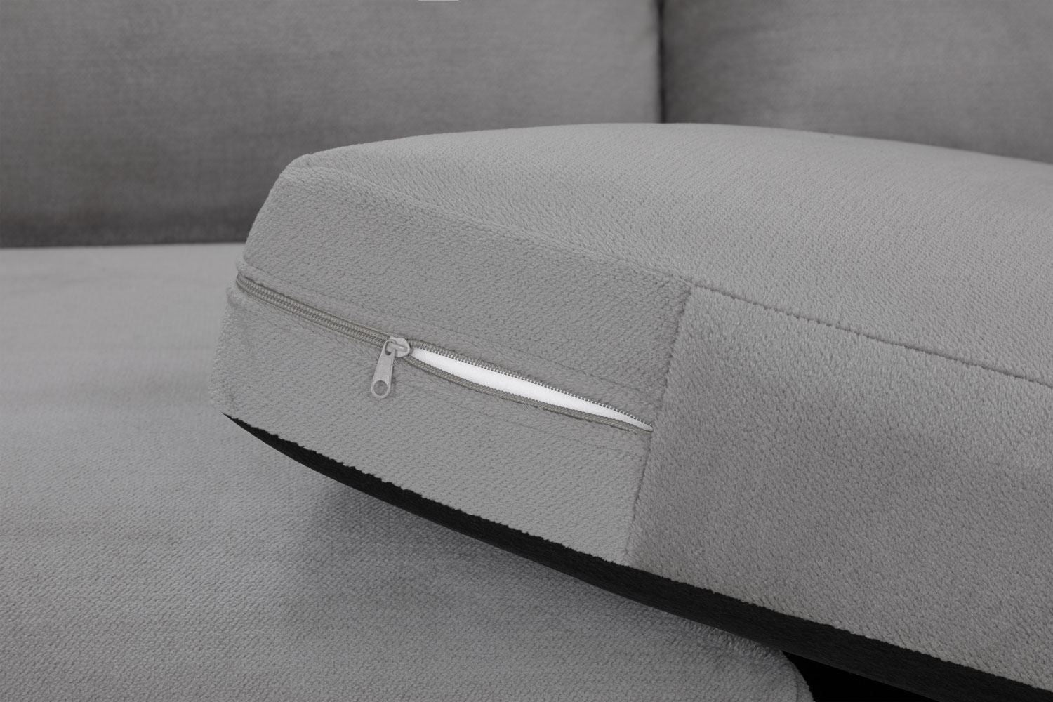 Grey Fabric Upholstered Large Corner Group Sofa Curved Arms