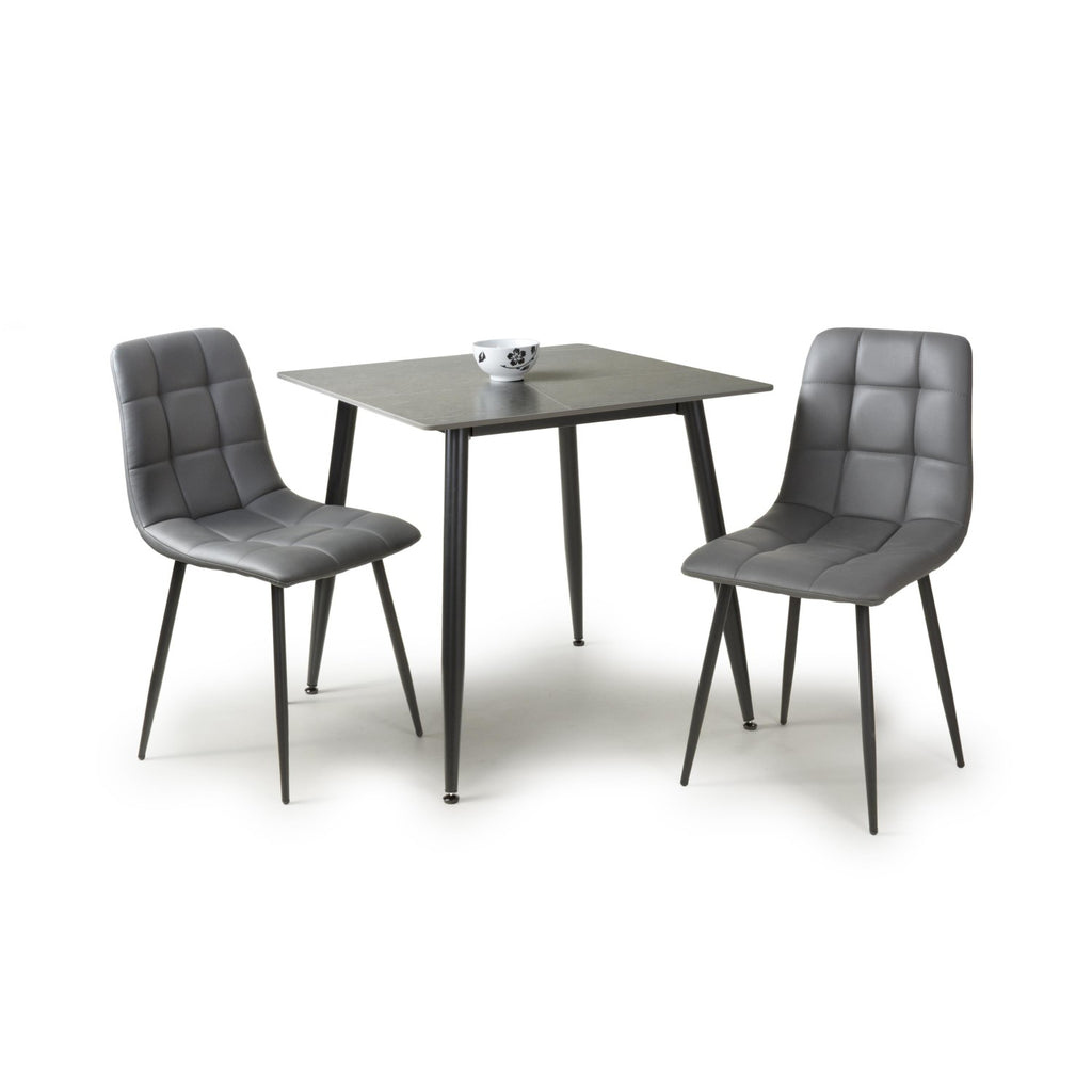 Grey Marble Effect 80cm Dining Table Set with 2 Grey Chairs