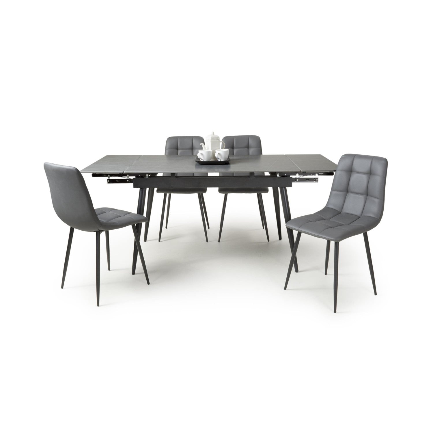 Grey Marble Effect 1.6m Extending Dining Set with 4 Chairs