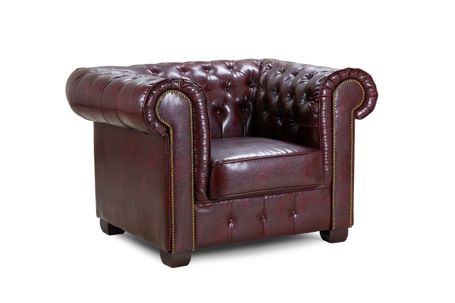 Oxblood Red Bonded Leather Buttoned Back Chesterfield Chair