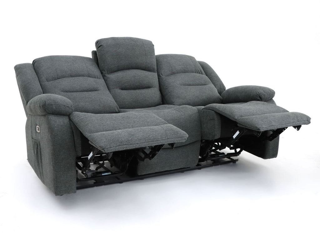 Graphite Fabric 3 Seater Electric Recliner Sofa