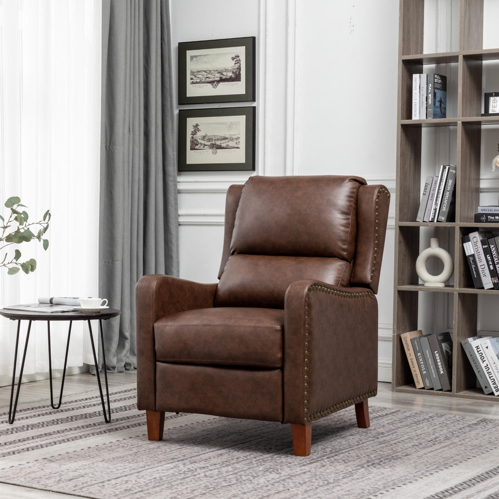 Portland Brown Leather Effect Recliner