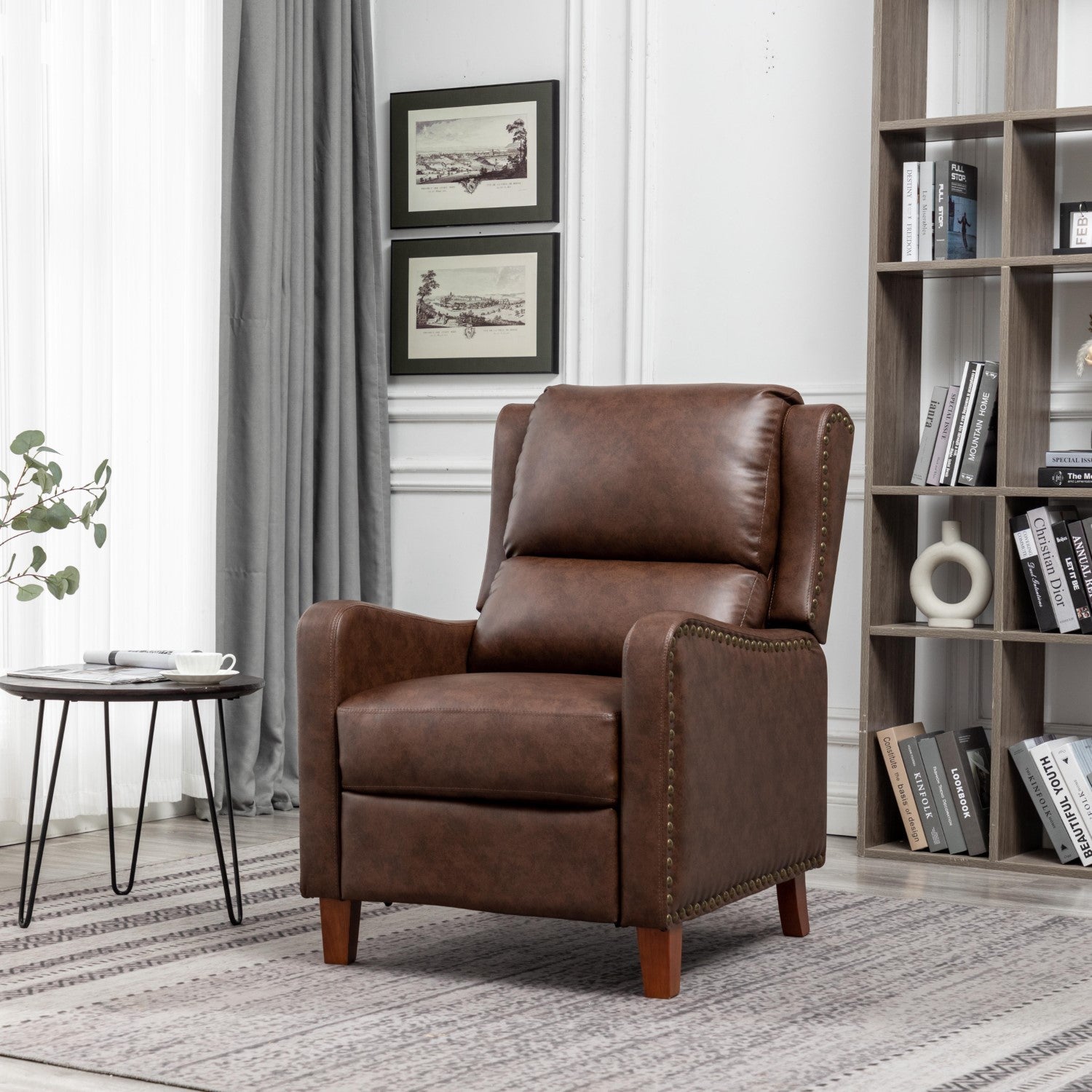 Portland Brown Leather Effect Recliner
