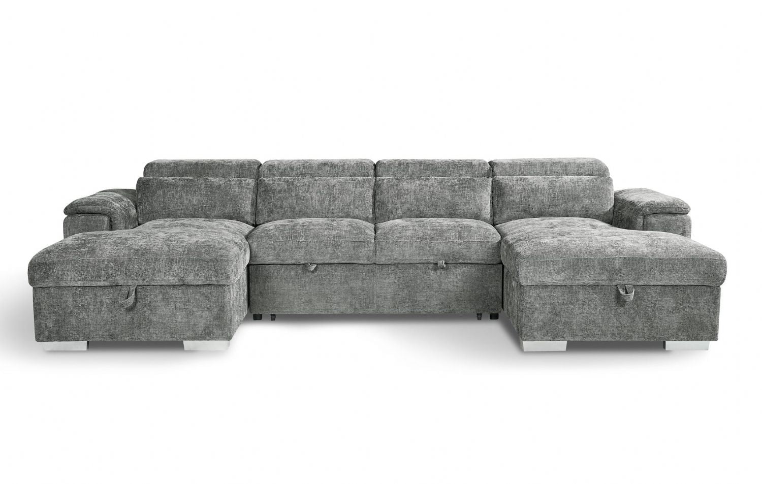 Grey Fabric Large U Shape Corner Sofa Bed
