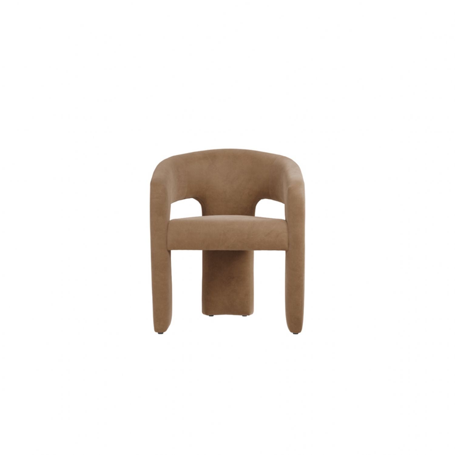 Modern Brown Velvet Upholstered Dining Chair in Curved Design