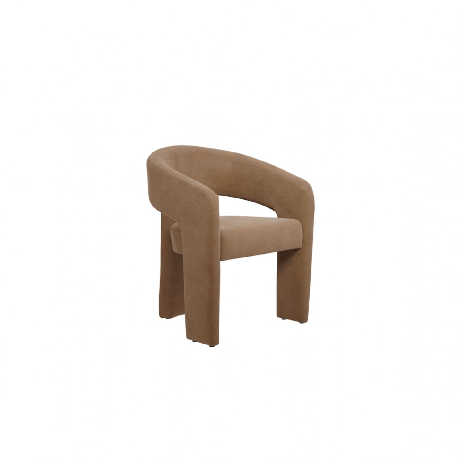 Modern Brown Velvet Upholstered Dining Chair in Curved Design