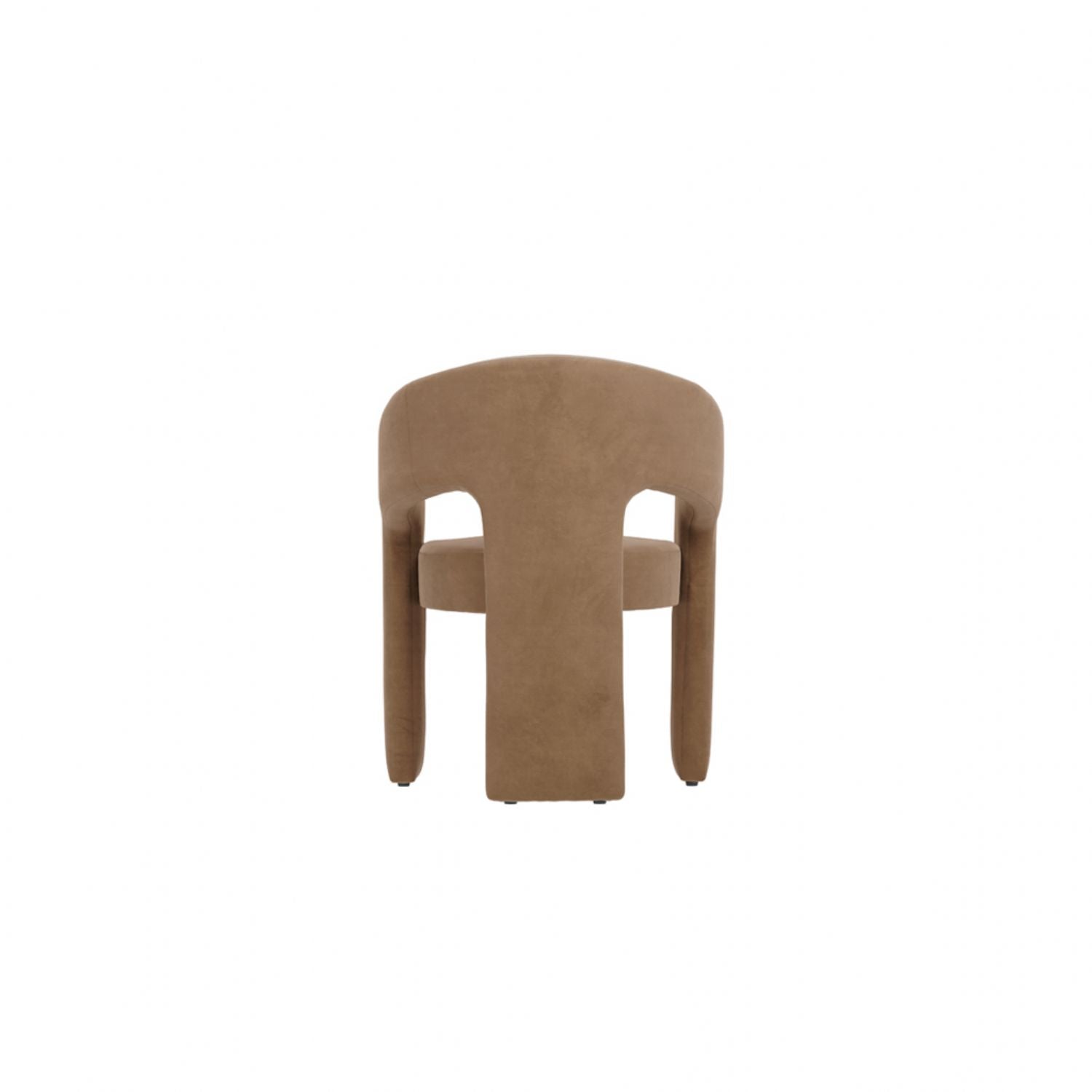 Modern Brown Velvet Upholstered Dining Chair in Curved Design