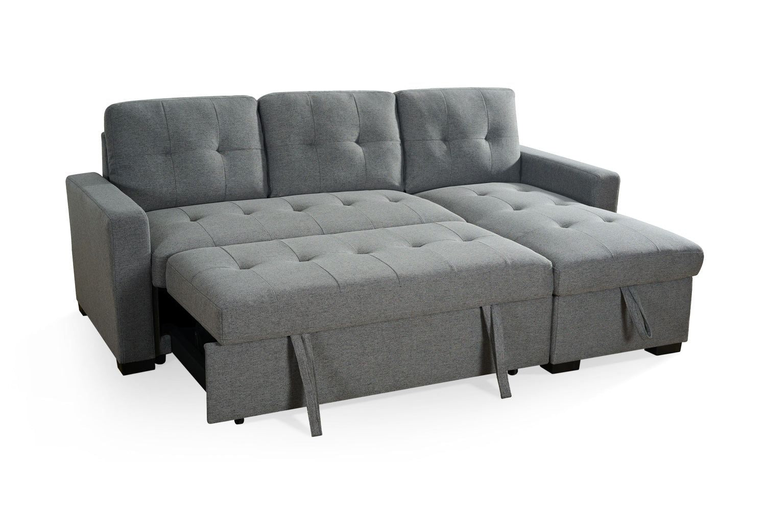 Grey Fabric Corner Sofabed with Removable Cushions