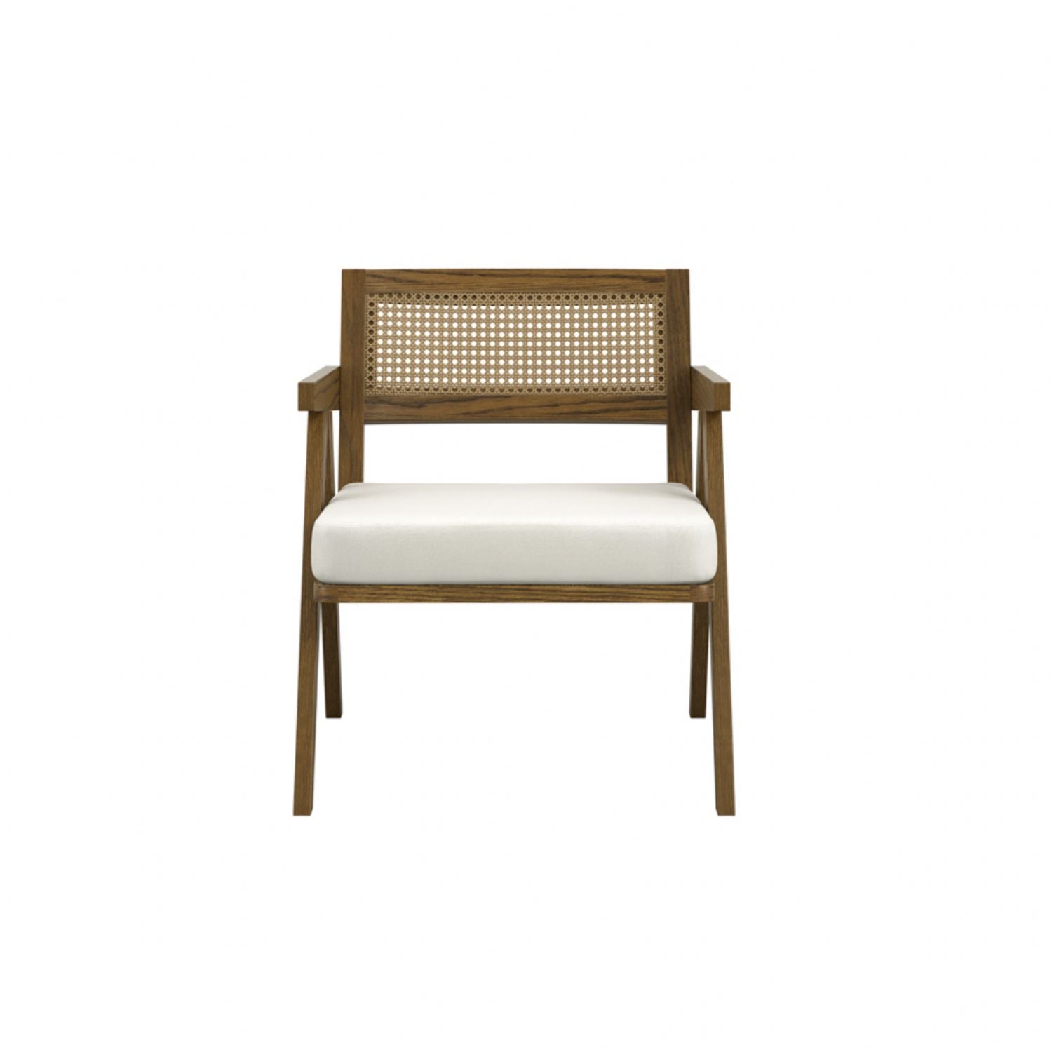 Traditional Brown Weave Upholstered Wooden Accent Chair with Cushion Seat