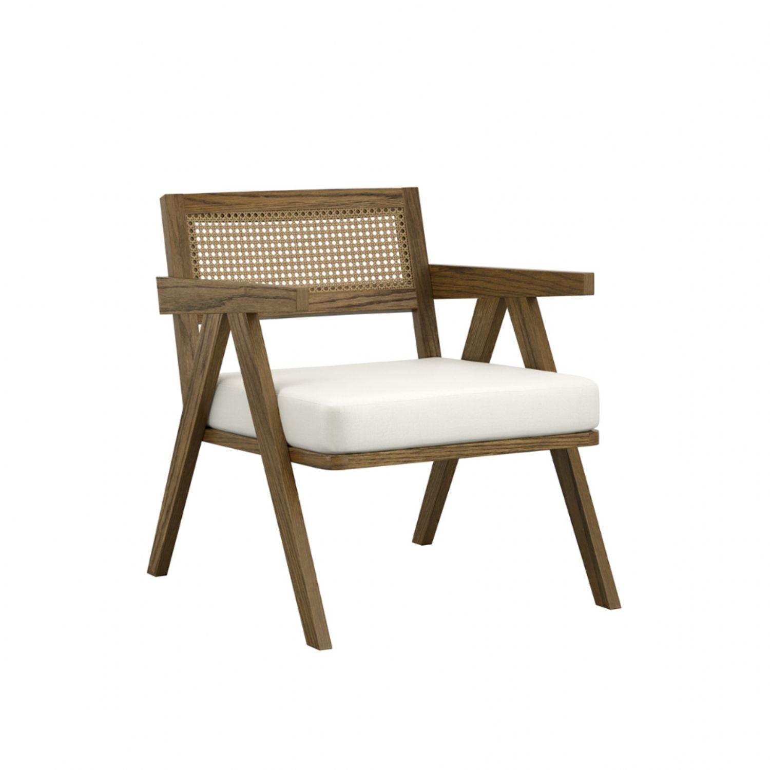 Traditional Brown Weave Upholstered Wooden Accent Chair with Cushion Seat