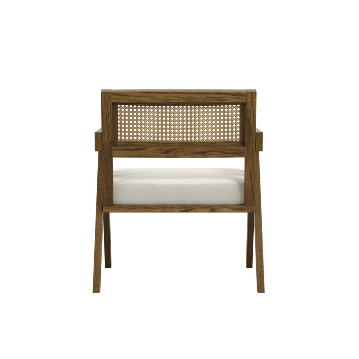 Traditional Brown Weave Upholstered Wooden Accent Chair with Cushion Seat