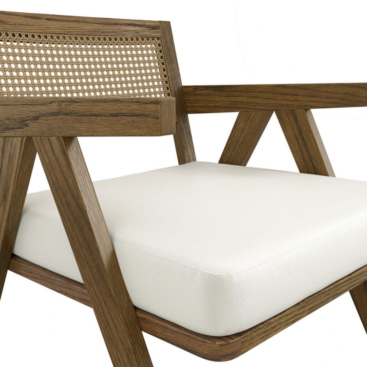Traditional Brown Weave Upholstered Wooden Accent Chair with Cushion Seat