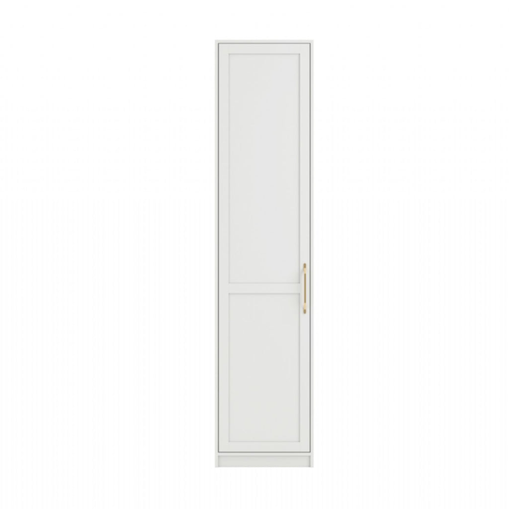 White 1 Door Single Narrow Wardrobe with Brass Handles