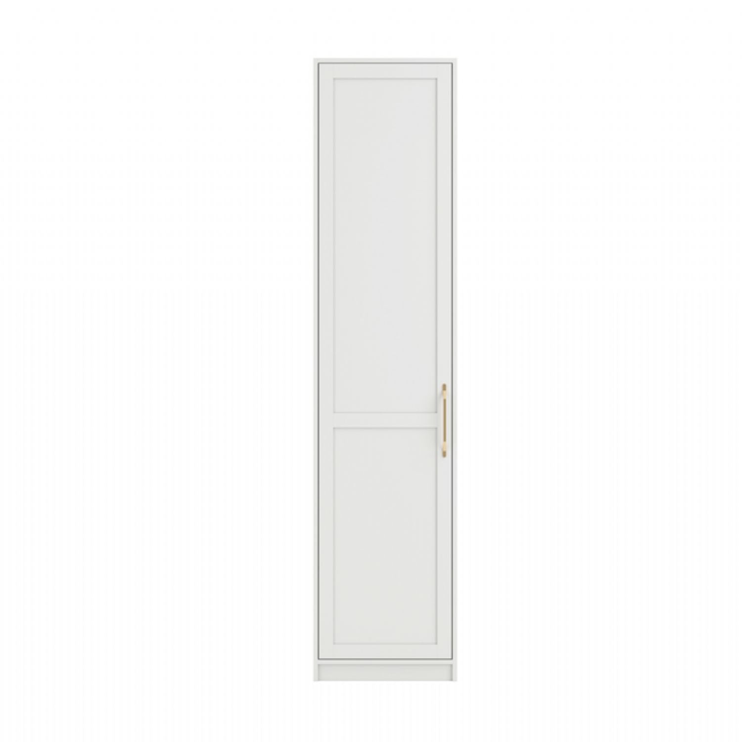 White 1 Door Single Narrow Wardrobe with Brass Handles